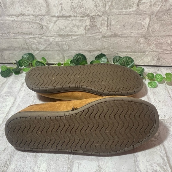 FOREVER‎ Collectibles Patriots Tan Faux Fur Lined Slippers Mens Medium - Picture 5 of 9